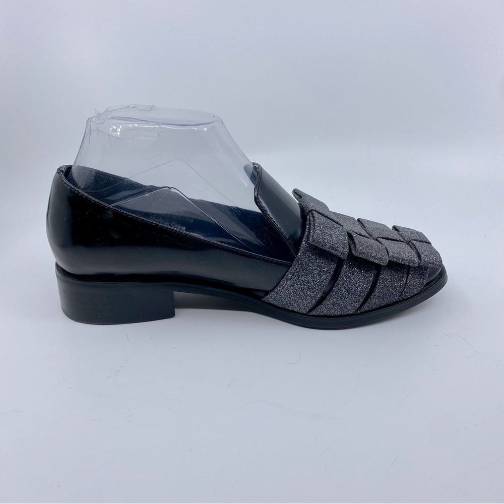 Jeffrey Campbell x Anthropologie Beauvil Glitter Bow Loafers Color Black 7 - Picture 4 of 11